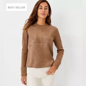 Ann Taylor Faux Suede Mixed Media Sweater Size M